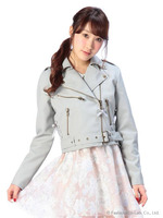 【LIZLISA】合皮ライダースジャケット/ブルー