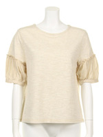 【mystic】袖異素材プルオーバー/GRY