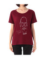 イラストプリントTシャツ/レッド系(063)