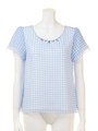 ギンガムシフォンブラウス/サックス