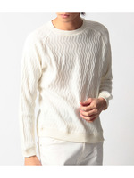 ジグザグ柄ラグラン袖ニットソー/オフホワイト(003)