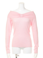 リボンウールオフショルダー/LTブルー