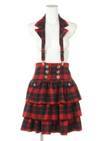 （REVIL）衿サスペンダーセットティアードミニスカート/レッド