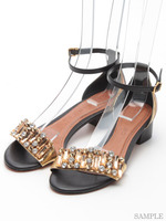 【CARRANO】ビジューアンクルストラップパンプス/ブラック