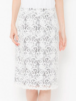 レースチェック柄重ねスカート/ブルー