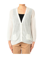 レーヨン×コットン×麻ニットカーディガン/ホワイト系(002)