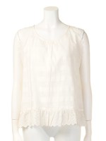 【DUO】 ガーゼチェック×レースTOPS/オレンジ