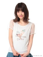 アイスクリーム柄カットソー/ホワイト