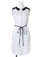 BICOLOR SHIRT DRESS/WHITE