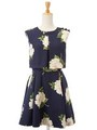 Oビッグフラワーレイヤードワンピ/ネイビー