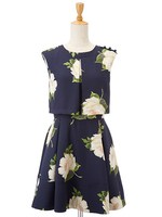 Oビッグフラワーレイヤードワンピ/ネイビー