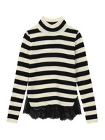 SUGER ROSE レースドッキングボーダーニット/ネイビー(393)