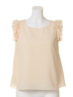 アームフリルブラウス/ベージュ