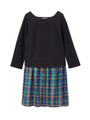 チェック柄ドッキングワンピース/ネイビー系(093)