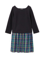 チェック柄ドッキングワンピース/ネイビー系(093)