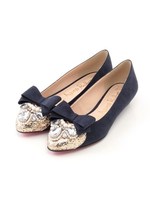 ビジューフラットシューズ/ネイビー