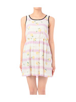 フラワー×ボーダーノースリワンピース/パープル系(182)