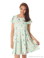 フラワープリントボックスOP　3/ブルー