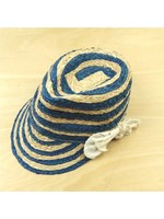 ラフィアボーダーガールズキャップ/ブルー