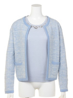 【3点セット】ジャケット風カーデ付きトリプルアンサンブル/ライトブルー