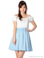 【Tralala】袖リボンワンピ/ブルー