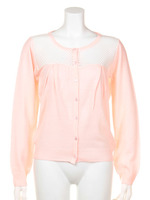 オーガン切替ニットカーディガン/ホワイト