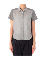 ストライプ切り替えフライフロントシャツ/ホワイト(002)