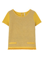 チェック切り替えデザインカットソー/イエロー系(033)