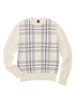 ビックチェッククルーネックプルオーバーニット/ブルー(292)