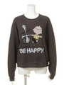 ピーナッツ BE HAPPY スウェットトレーナー/Black Wash(BKWA)