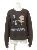 ピーナッツ BE HAPPY スウェットトレーナー/Black Wash(BKWA)