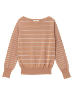 ボートネックボーダー切り替えニット/キャメル(041)