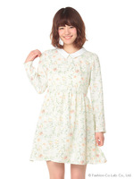 水彩フラワープリントワンピース/Light Yellow