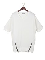 裾ZIP V/Nチュニック/オフホワイト