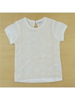 前チュールレース付きパフスリーブTシャツ/オフホワイト