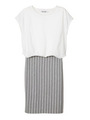 STRIPED COMBI DRESS/NAVY