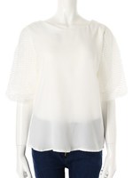 【ECURY】オーガンジーパフスリーブトップス/ホワイト