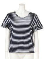 【mystic】ボーダー袖フリルTシャツ/ＮＶＹ