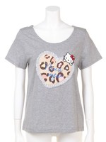 キティハートヒョウ   Tシャツ/GY