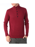 ケーブル柄ハイネックニット/ワインレッド(063)