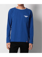 ストライプフェイクレイヤードカットソー/ブルー(092)