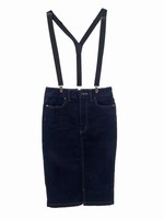 ストレッチデニムタイトスカート（サスペンダー付）/デニム（ミディアム）
