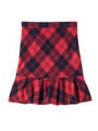 チェックシャギースカート/レッド系(262)