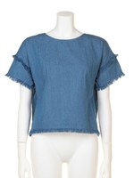 フリンジデニムブラウス/ダスティ