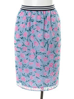 レースフラワープリントタイトスカート/ピンク