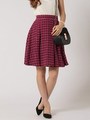 ジオメトリック柄フレアスカート/レッド