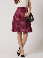 ジオメトリック柄フレアスカート/レッド