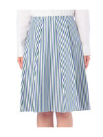 ストライプ切り替えミディ丈スカート/ダークグリーン(323)