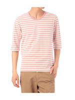 ボーダー五分袖カットソー/ピンク系(172)