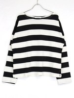 ボートネックボーダートップス/ブラック